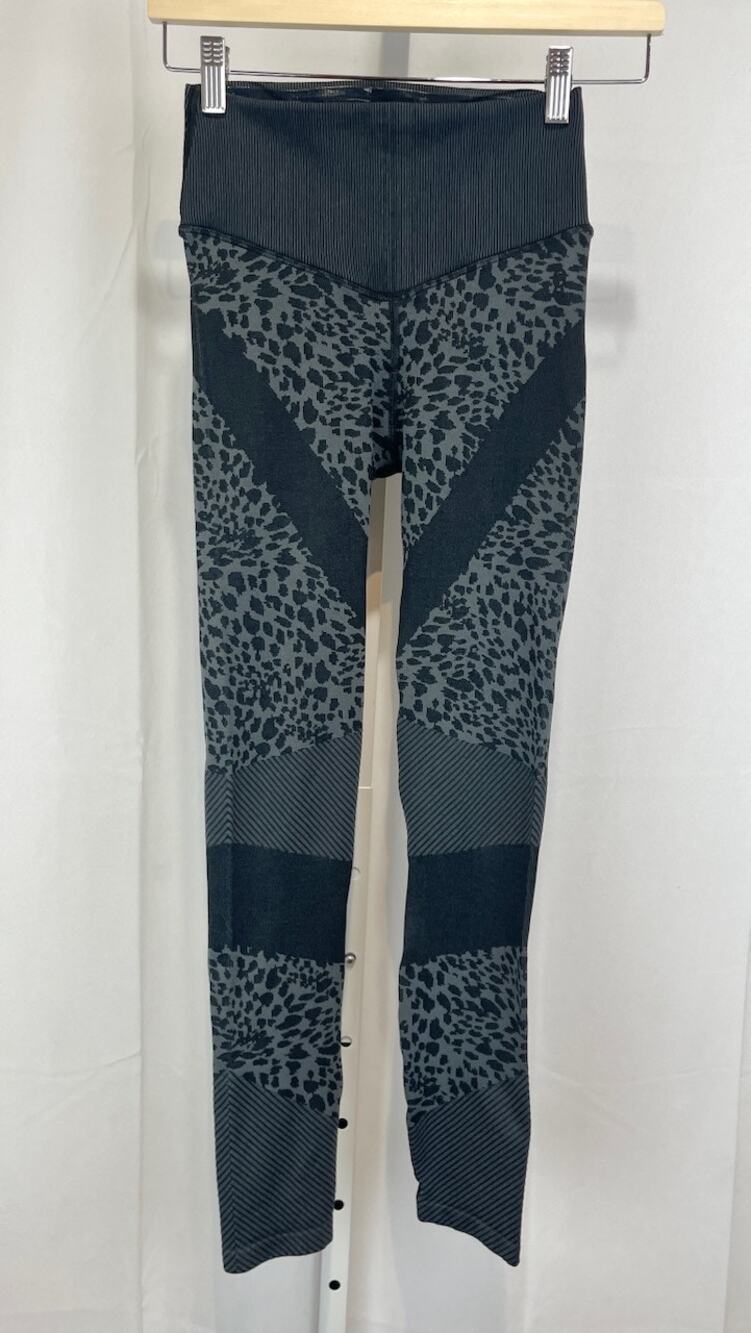 GOOD AMERICAN Leopard Jacquard High Rise Seamless Leggings Gray Black 0 1 XS S